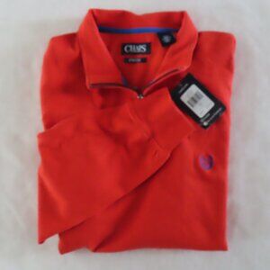 Chaps Orange Stretch 1/4 Zip Pullover Shirt Comfortable Soft Size Large College